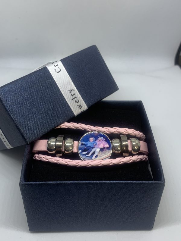 Personalised pink Leather bracelet - Image 2