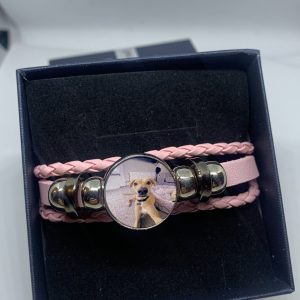 Personalised pink Leather bracelet