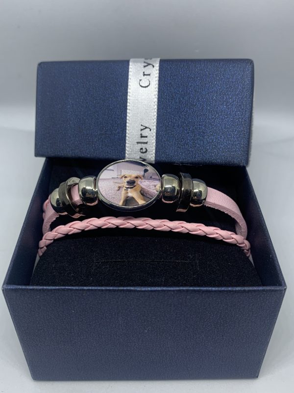 Personalised pink Leather bracelet - Image 3