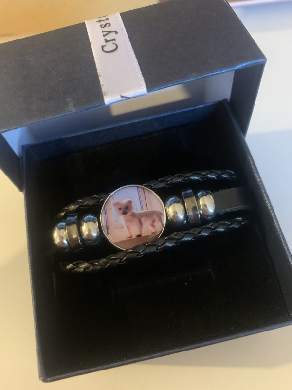 Personalised Black leather bracelet - Image 2