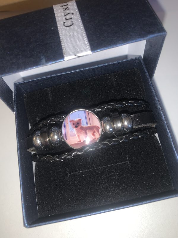 Personalised Black leather bracelet