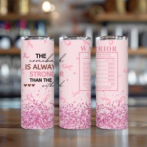 Pink ribbon warrior 20oz tumbler