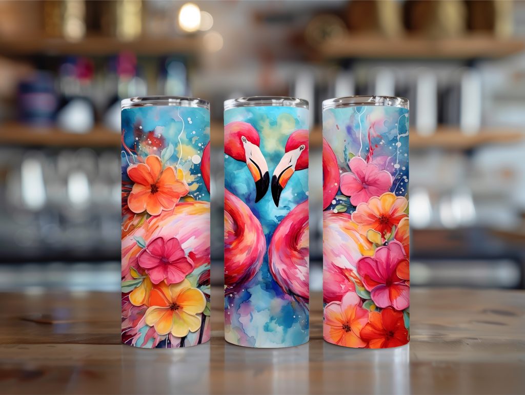 Flamingo floral 20oz tumbler