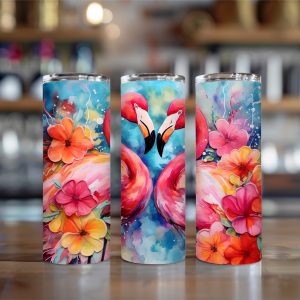 Flamingo floral 20oz tumbler
