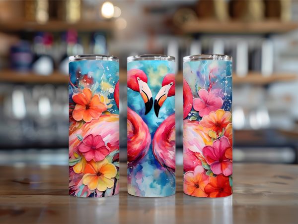 Flamingo floral 20oz tumbler