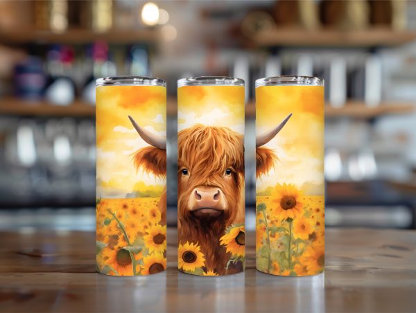 Highland cow sunflower 20oz tumbler