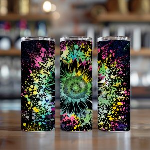 Paint splat floral 20oz tumbler