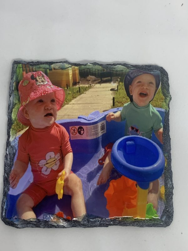 Personalised glossy square slate coasters