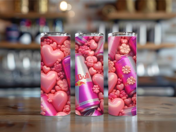 3D pink red bull 20oz insulated tumbler