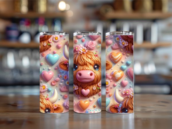 3D cow 20oz insulated tumbler