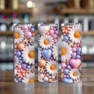 3D daisies 20oz insulated tumbler