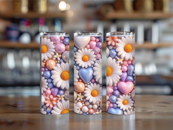 3D daisies 20oz insulated tumbler