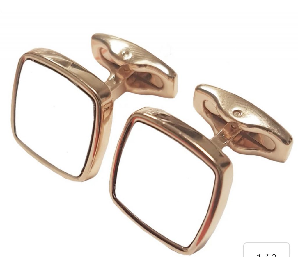 Curved square personalised cufflinks - rose gold